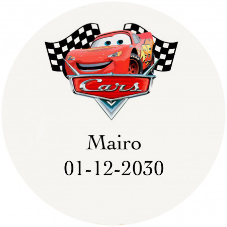 Auto con rayo mcqueen etichetta adesiva rotonda 3cm trasparente