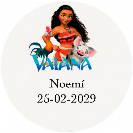 Vaiana moana adesivo rotondo di 3 cm trasparente per decorazioni