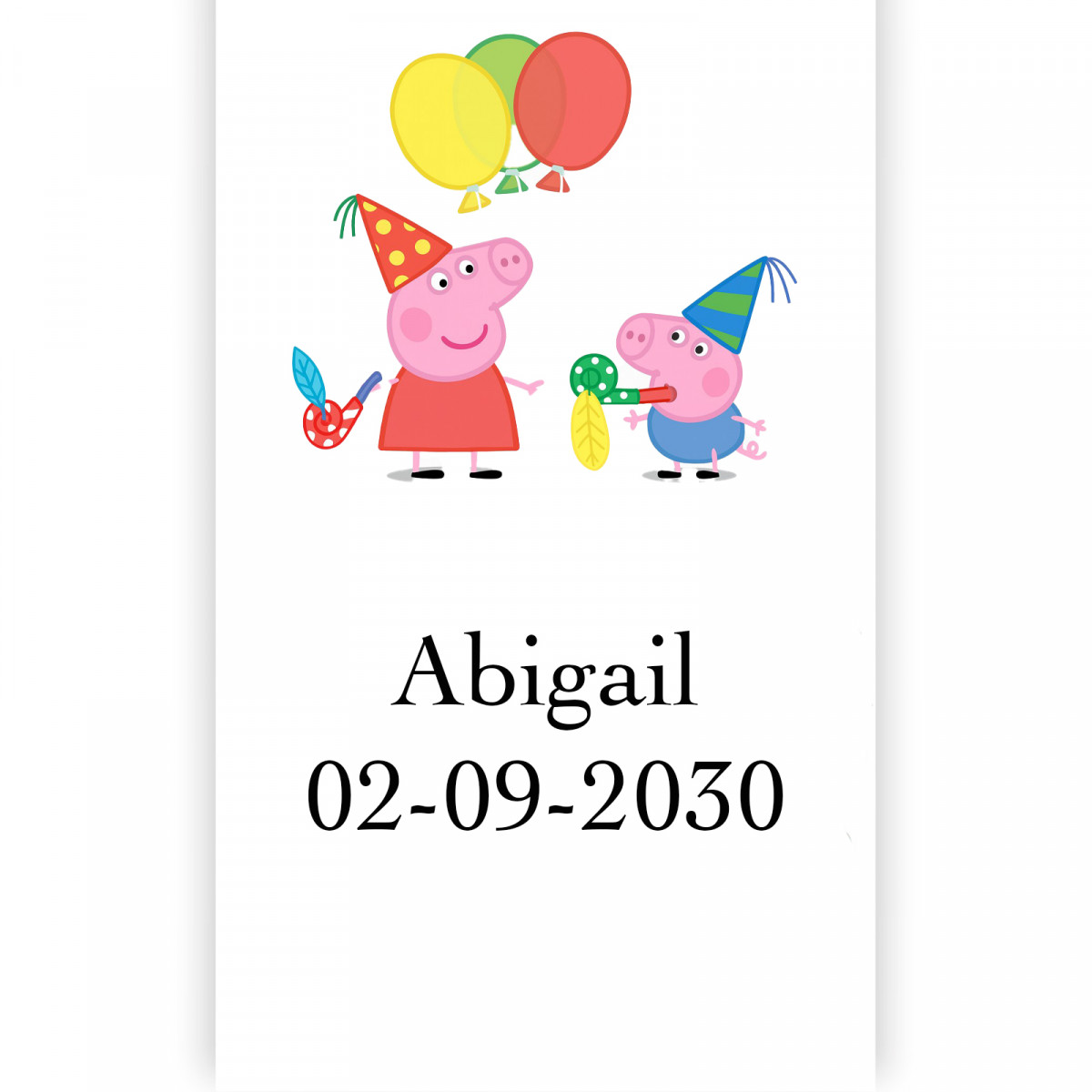 Peppa pig adesivo modificabile 5x3cm verticale