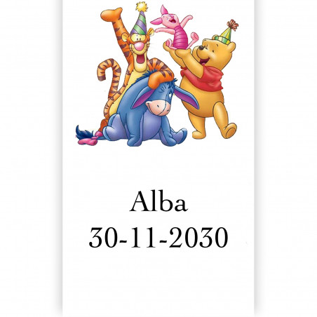 Winnie the pooh etichetta adesiva con sfondo bianco 5x3cm modificabile