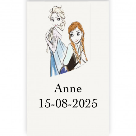 Etichetta adesiva personalizzata frozen con testo 3x5cm trasparente