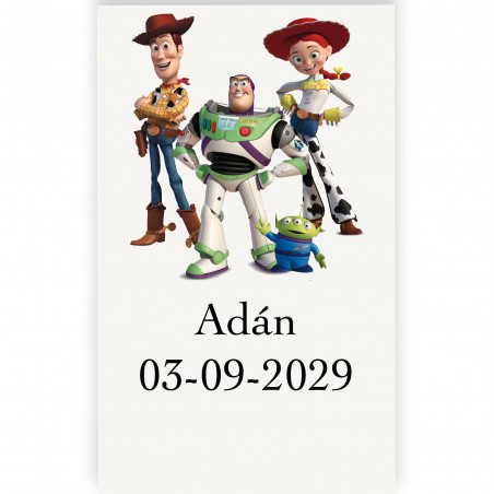 Adesivo toy story con personalizzazione 3x5cm trasparente
