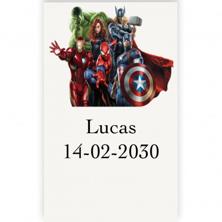 Adesivo personalizzato a tema avengers 3x5cm trasparente