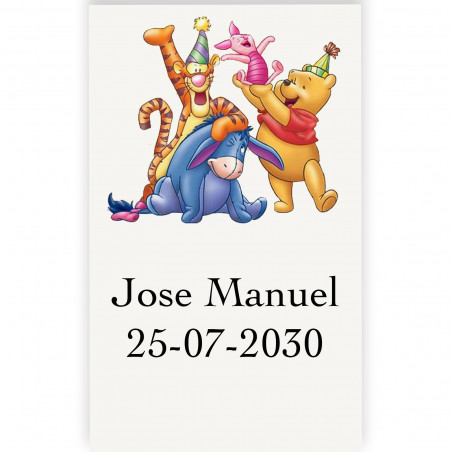Etichetta personalizzata winnie the pooh adesiva 5x3cm trasparente