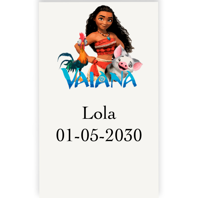 Vaiana moana adesivo personalizzato verticale trasparente di 3x5cm