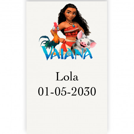 Vaiana moana adesivo personalizzato verticale trasparente di 3x5cm