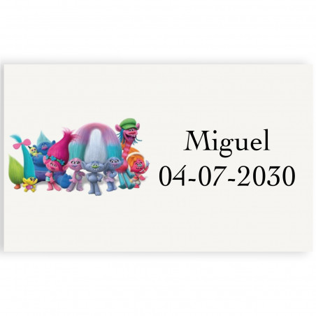Etichette adesive colorate dei trolls con sfondo trasparente 3x5cm