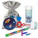 Stitch borsa sorpresa con pompero accessori di cancelleria e lecca lecca colorante