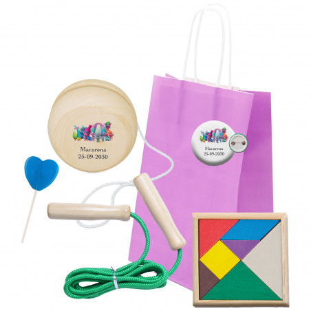 Trolls borsa di carta con dettagli divertenti per bambini