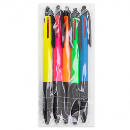 Penna con inchiostro blu nero e rosso confezione da 5 unità