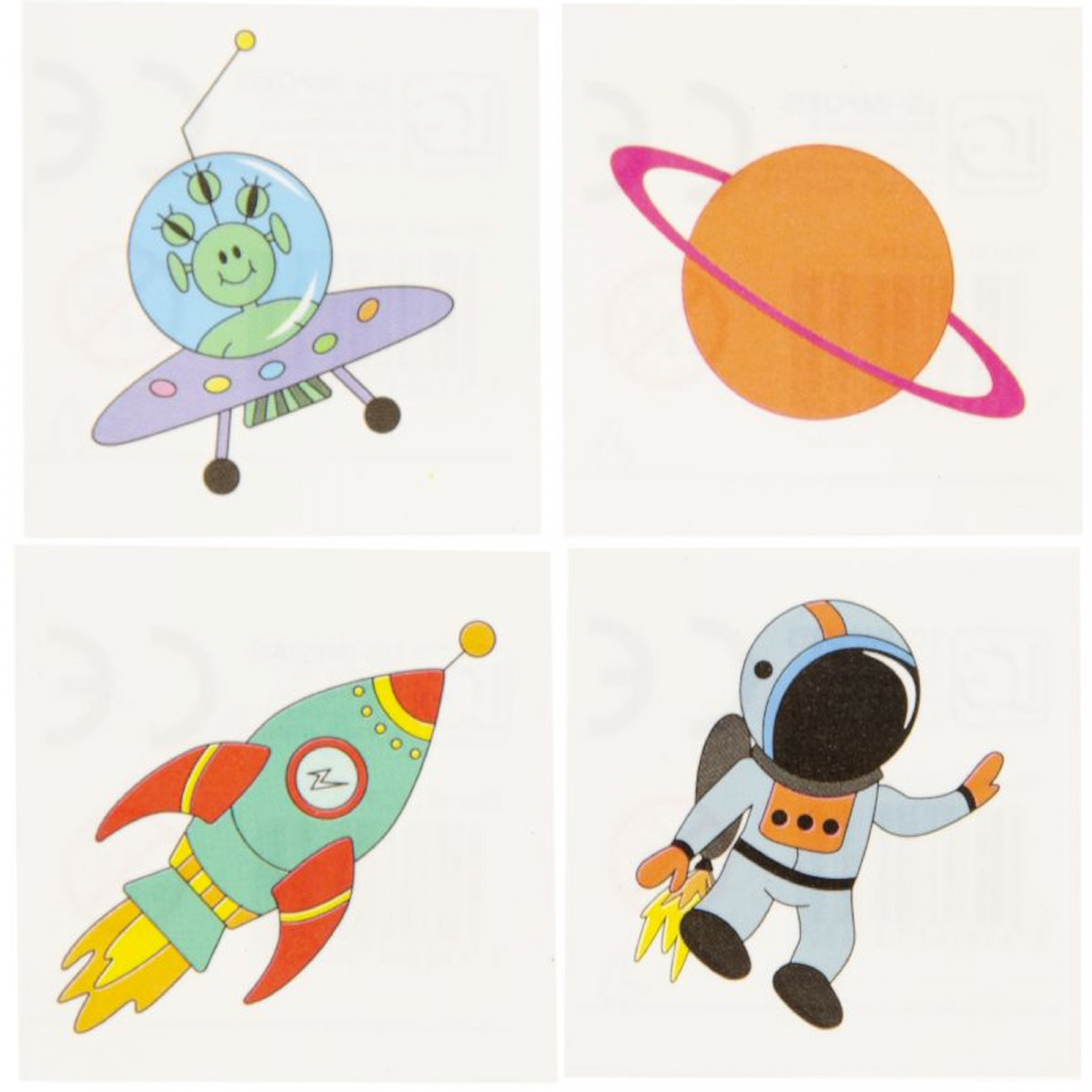 Tatuaggio spaziale per feste infantili di 5x5 cm con divertenti design