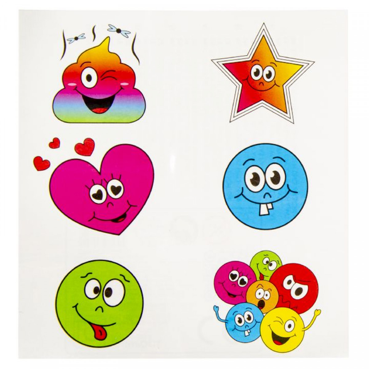 Tatouages transfert Smiley, Multicolore, Lot de 9 - Smiffys Trade Europe