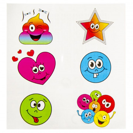 Emojis tatuaggi infantili con faccine divertenti