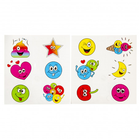 Emojis tatuaggi infantili con faccine divertenti