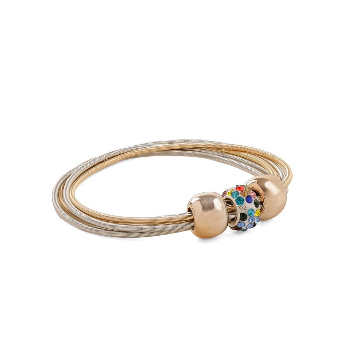 Bracciale elastico per donna con perline dorate e brillanti Eleganza e comodità in un unico accessorio