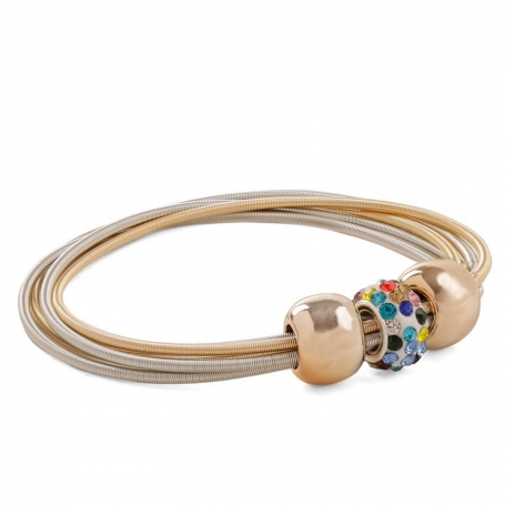 Bracciale elastico per donna con perline dorate e brillanti Eleganza e comodità in un unico accessorio