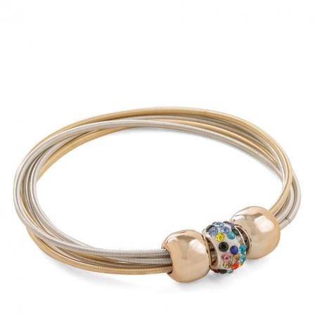Bracciale elastico per donna con perline dorate e brillanti Eleganza e comodità in un unico accessorio