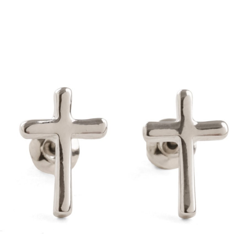 Orecchini A Croce In Argento Sterling 925 Con Turchese - 9x7 Mm - Gioielli Religiosi Per Bambini, Uomo E Donna - 7K - 3