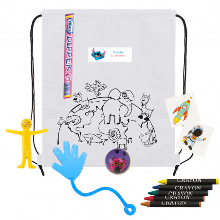 Zaino stitch da colorare con giocattoli e dolciumi