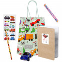 Borsa cars con dettagli e dolcetti per festa infantile