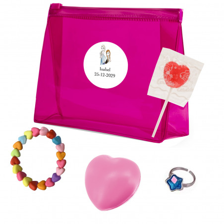 Necessaire regalo a tema frozen con dettagli infantili