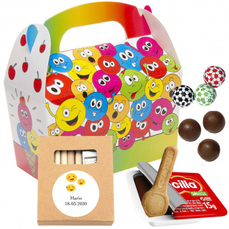 Emojis scatola regalo con dettaglio creativo e dolci
