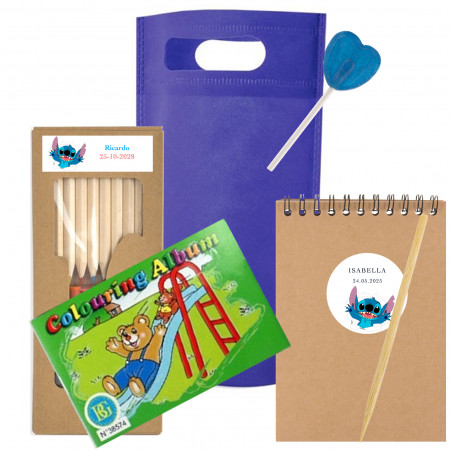 Set di Stitch con libro da colorare, matite colorate e quaderno Scrapy