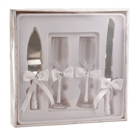 Coppe, pala e coltello per matrimonio