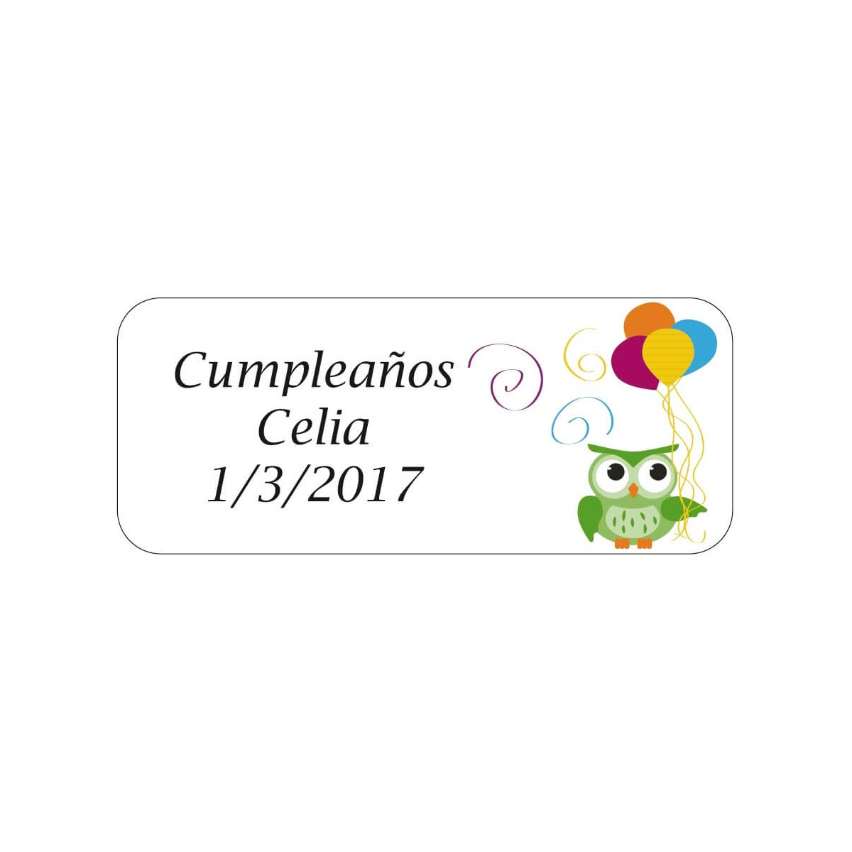 Etichetta personalizzata per eventi design gufo