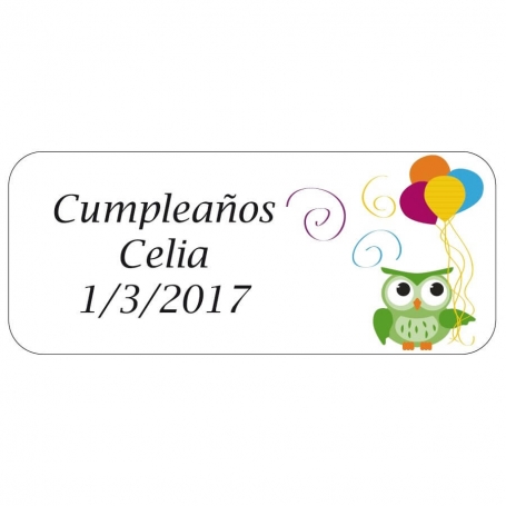 Etichetta personalizzata per eventi design gufo
