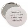 Specchio tascabile bianco con frase