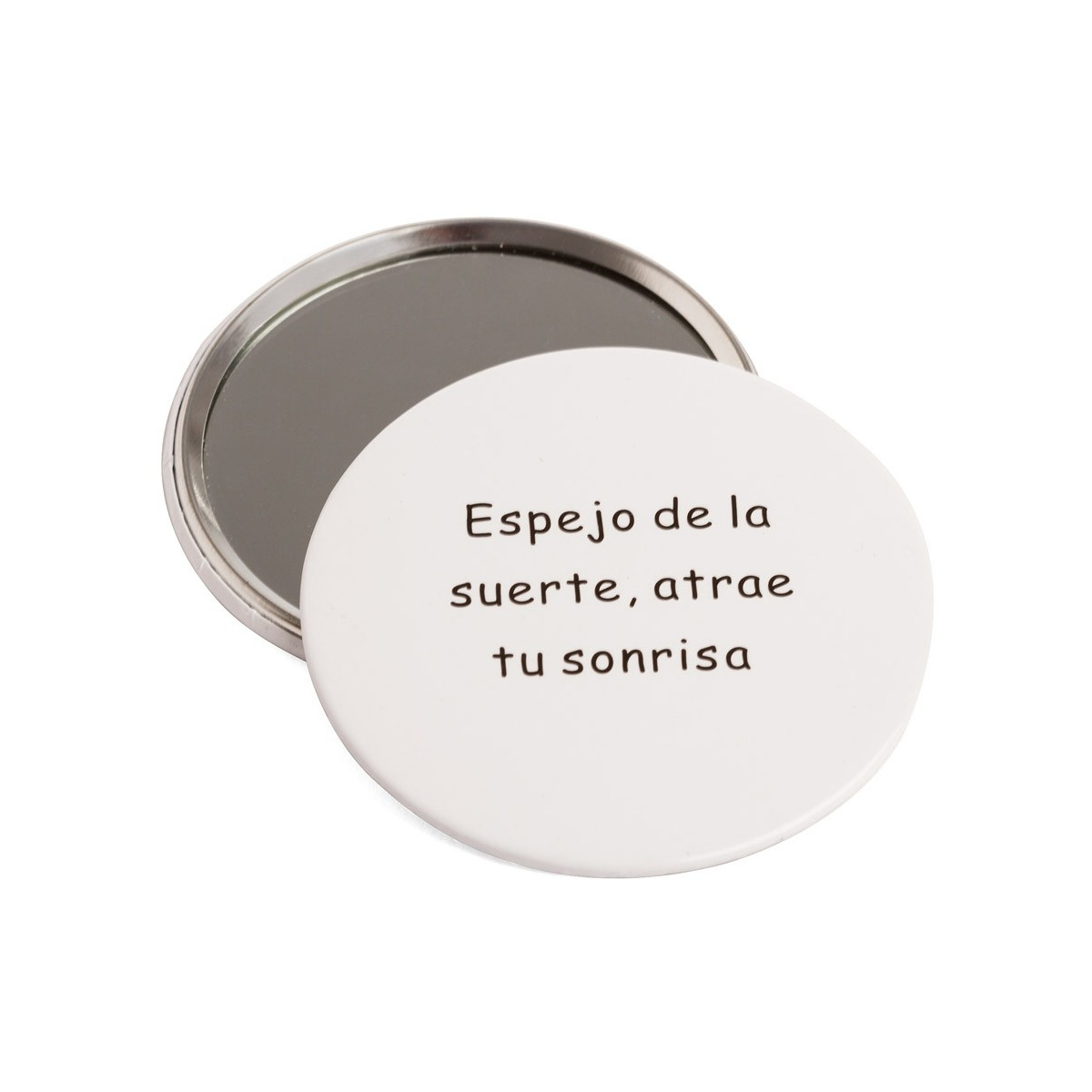 Specchio da borsa bianco con frase