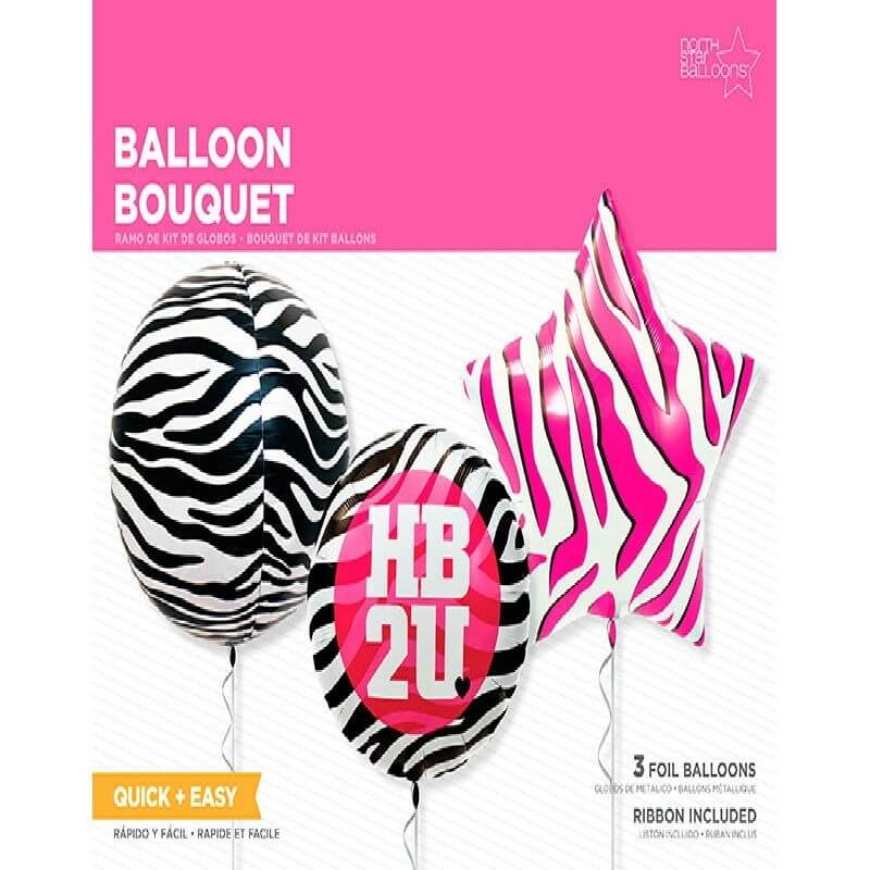 Bouquet di Palloncini Metallici Zebra Decorazione Originale per Compleanni