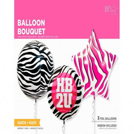 Bouquet di Palloncini Metallici Zebra Decorazione Originale per Compleanni