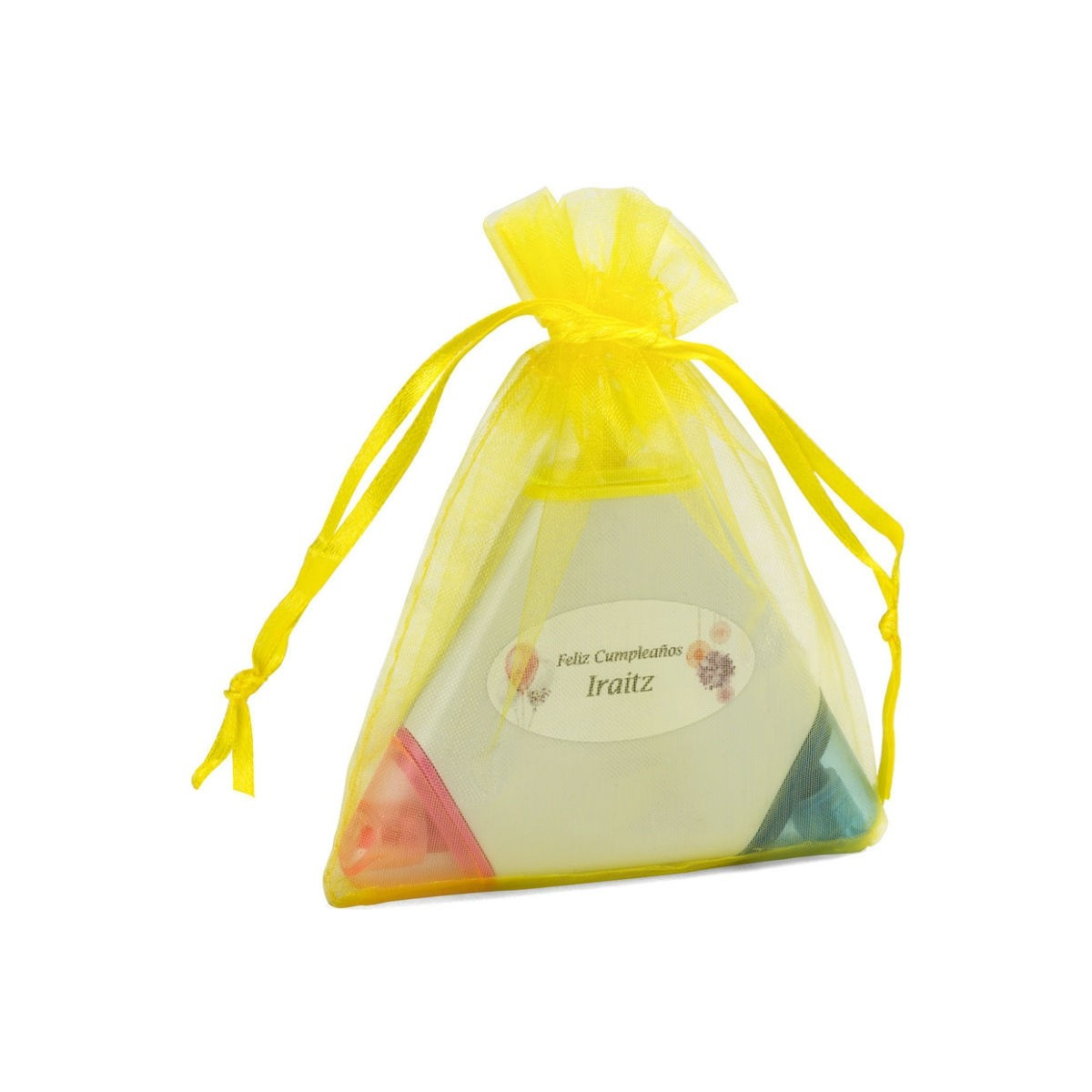 Marcatori tricolore personalizzati con adesivo in sacchetto di organza