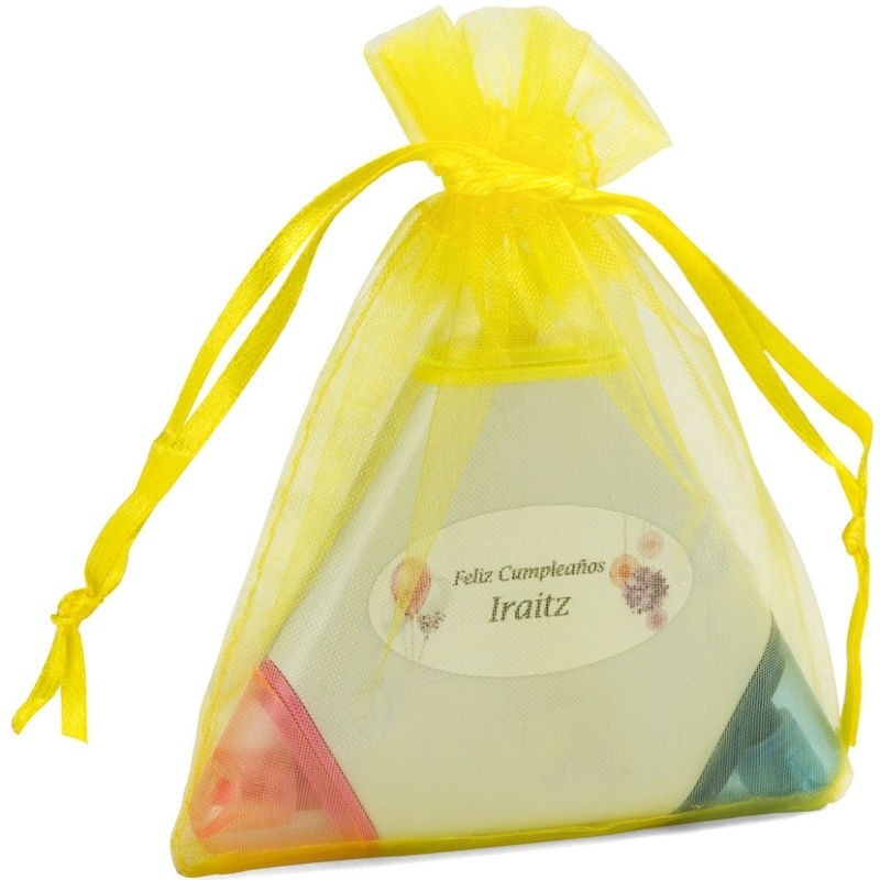 Marcatori tricolore personalizzati con adesivo in sacchetto di organza