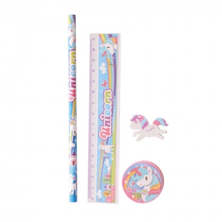 Set di cancelleria unicorno
