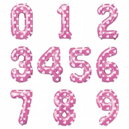 Palloni rosa a forma di numeri