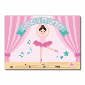 Biglietto invito ballerina | Crea inviti personalizzati di compleanno per bambini