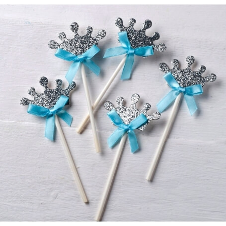 Pic silver crown blue bow (unit)