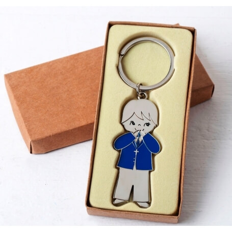 Portachiavi comunione boy blue jacket kraft box