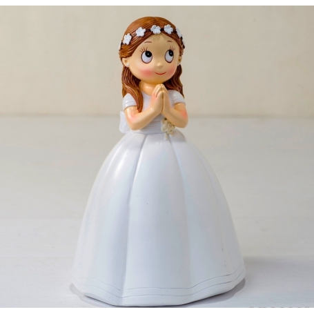 Figura comunione bambina vestito lungo e corona