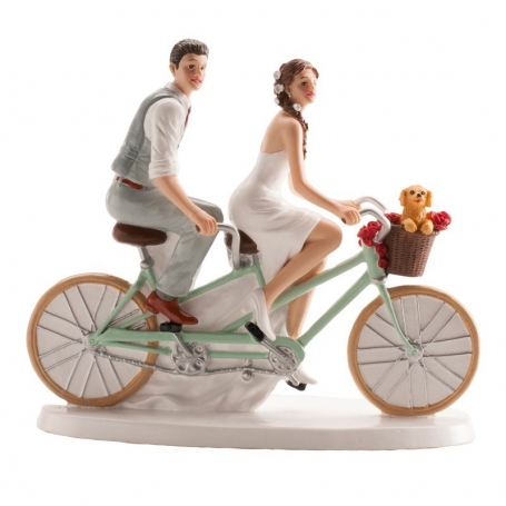 Figura di sposi in bicicletta