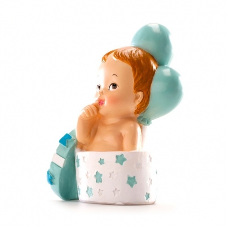 Figura di Bambino in Scatola Ricordo di Battesimo e Decorazione Speciale