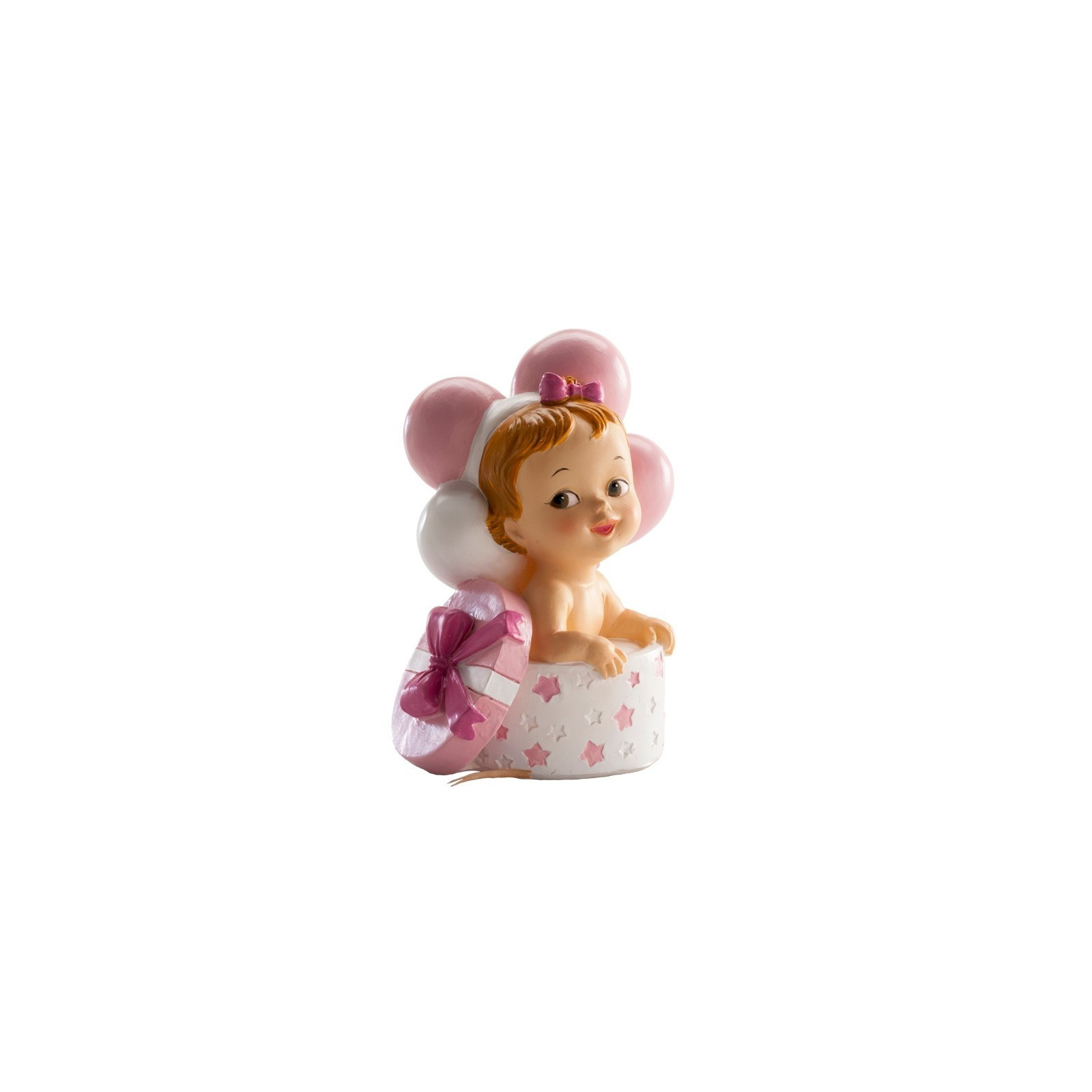 Figura di Bambino in Scatola con Nastro Ricordo di Battesimo per Bambina