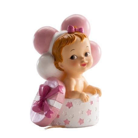 Figura di Bambino in Scatola con Nastro Ricordo di Battesimo per Bambina