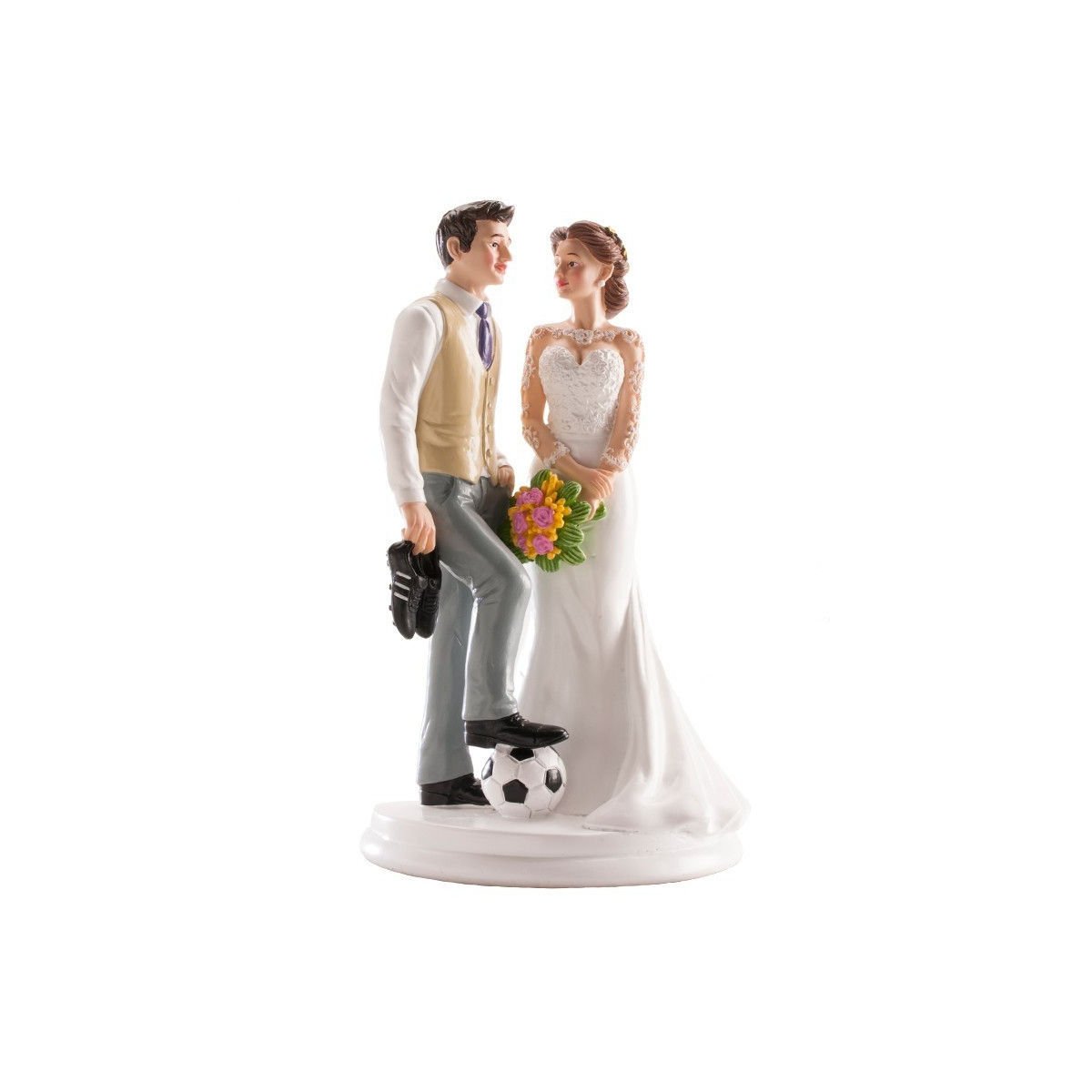 Figura coppia di sposi calcio per torta di nozze originali