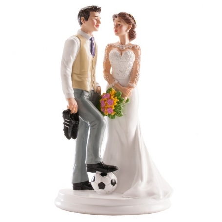Figura coppia di sposi calcio per torta di nozze originali