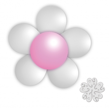 Confezione di palloncini a fiori bianchi e rosa