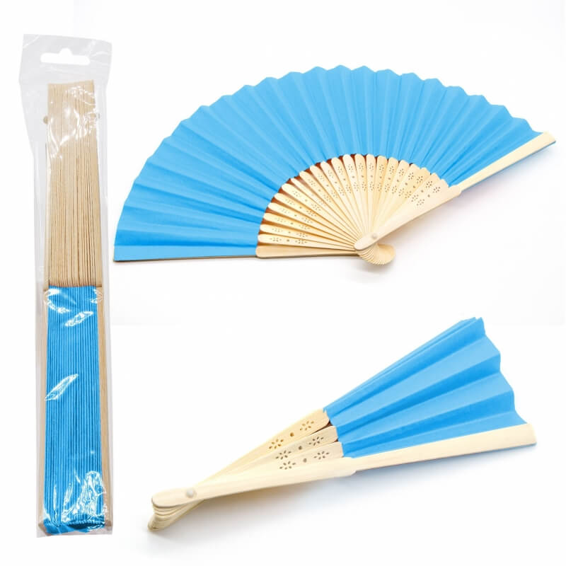 Ventaglio in legno di colore blu turchese